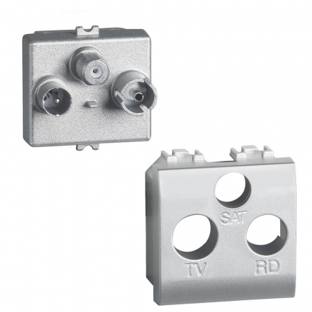 Bticino Living Light - Priza TV-R-SAT demix 2M Living Light Bticino aluminiu NT4210M2DN
