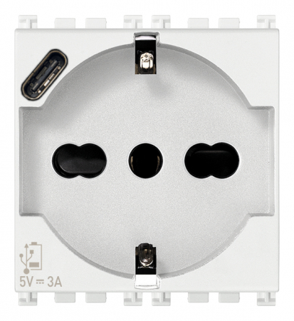 Prize Arke - Priza universala + USB tip C 2M Vimar Arke alb 19210.USB.B