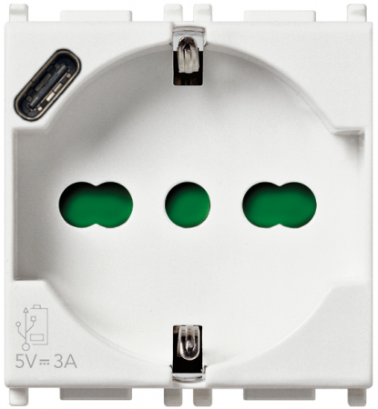 Prize Plana - Priza universala + USB tip C 2M Vimar Plana alb 14210.USB