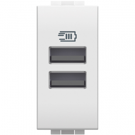 Prize Living Light - Priza USB 1M Tip A alimentare dubla 5V 3000mA Living Light Bticino alb N4191AA