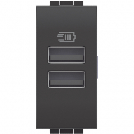Prize si intrerupatoare - Priza USB 1M Tip A alimentare dubla 5V Living Light Bticino antracit L4191AA