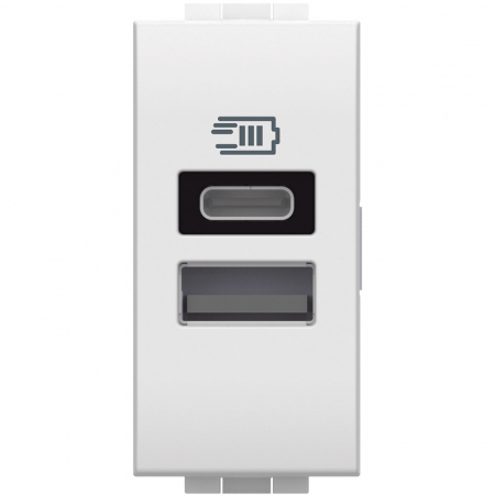 Prize Living Light - Priza USB 1M Tip A+C 5V 3000mA Living Light Bticino alb N4191AC