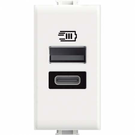 Bticino Matix - Priza USB 1M Tip A+C 5V Matix Bticino alb AM4191AC