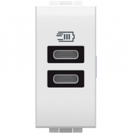 Bticino Living Light - Priza USB 1M Tip C alimentare dubla 5V 3000mA Living Light Bticino alb N4191CC