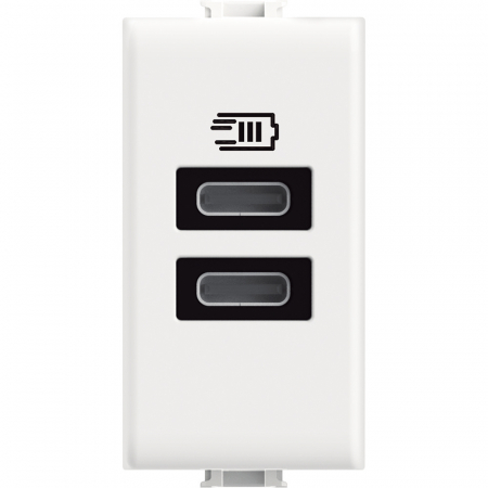 Prize Matix - Priza USB 1M Tip C alimentare dubla 5V Matix Bticino alb AM4191CC