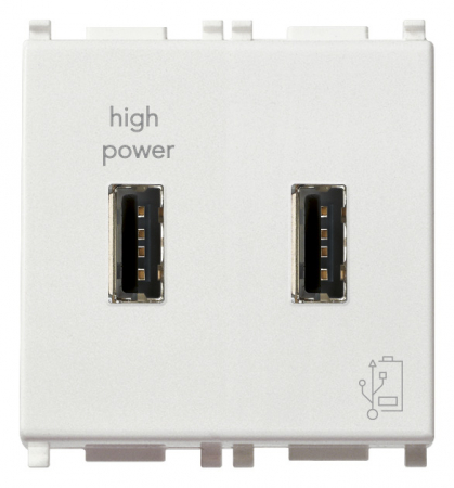 Prize Plana - Priza USB A dubla 2M 2.1A 5V  Vimar Plana alb 14295