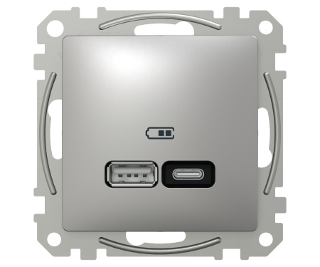 Priza USB PD tip A+C 21W Schneider Sedna aluminiu SDD113405 [1]