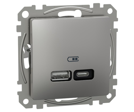 Prize si intrerupatoare - Priza USB PD tip A+C 21W Schneider Sedna aluminiu SDD113405