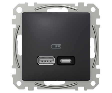 Priza USB PD tip A+C 21W Schneider Sedna antracit SDD114405 [1]