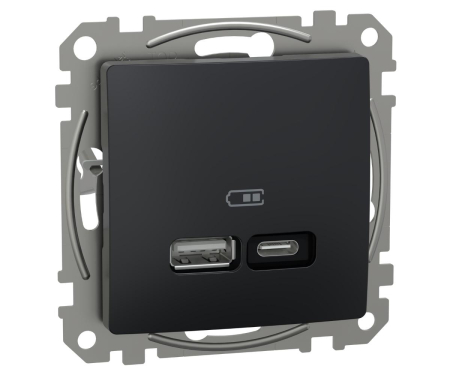 Prize si intrerupatoare - Priza USB PD tip A+C 21W Schneider Sedna antracit SDD114405