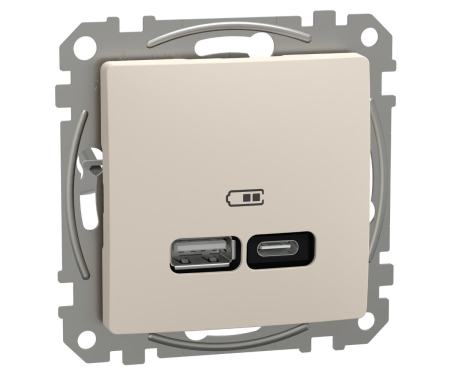 Prize Sedna - Priza USB PD tip A+C 21W Schneider Sedna bej SDD112405