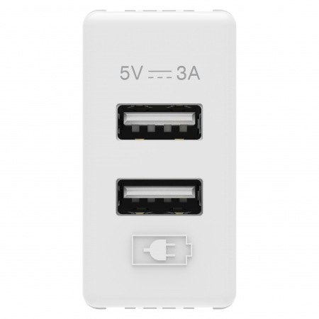 Prize System - Priza USB tip A 1M alimentare dubla 5V 3A Gewiss System alb GW20362