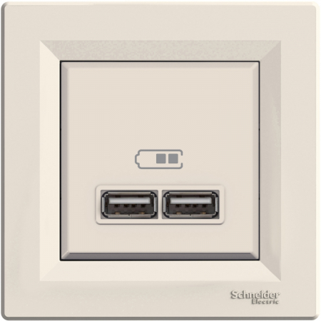 Prize Asfora - Priza USB tip A+A 2.1A Schneider Asfora crem EPH2700223