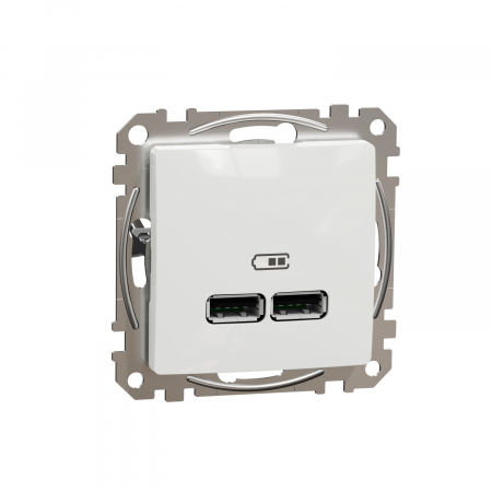 Schneider Sedna Design - Priza USB tip A+A 2.1A Schneider Sedna alb SDD111401