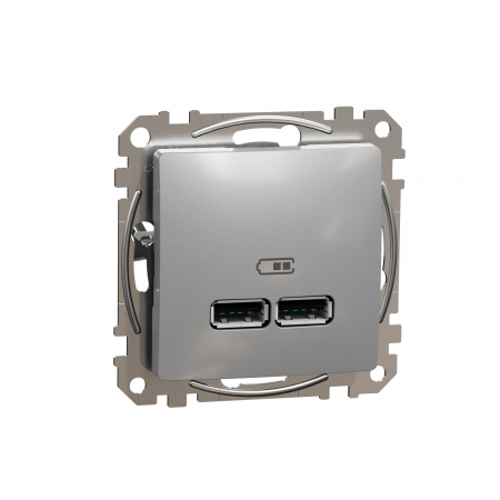 Schneider Sedna Design - Priza USB tip A+A 2.1A Schneider Sedna aluminiu SDD113401