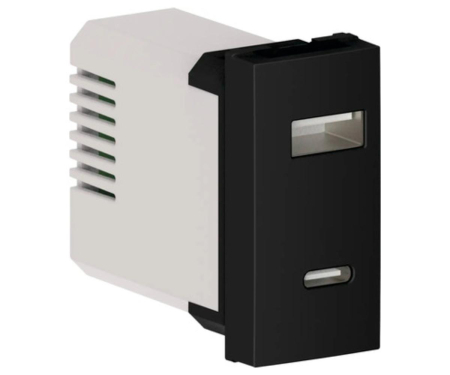 Himel Flexo - Priza USB tip A+C 1M 5V 3A Flexo Himel negru mat HWDF2USBB