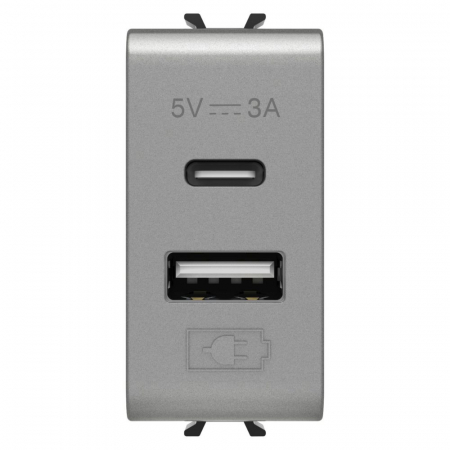 Prize Chorus - Priza USB tip A+C 1M 5V 3A Gewiss Chorus titan GW14449