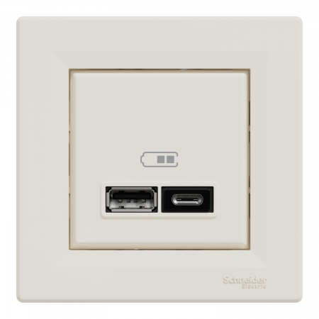 Priza USB tip A+C 2.4A Schneider Asfora crem EPH2700323 [1]