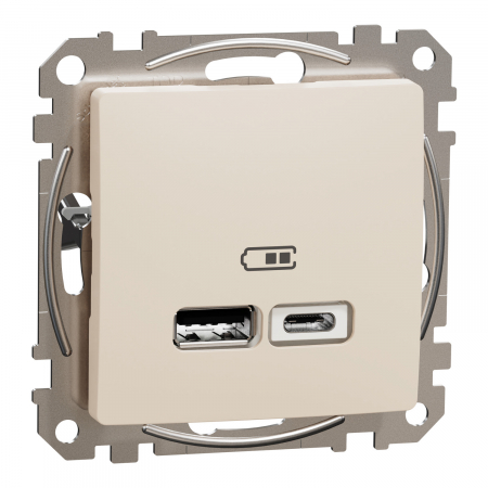 Schneider Sedna Design - Priza USB tip A+C 2.4A Schneider Sedna bej SDD112402