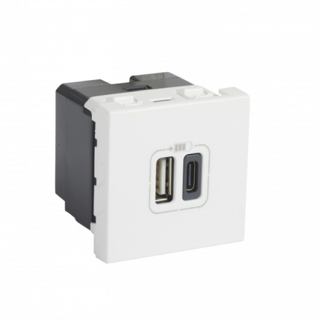 Prize Mosaic - Priza USB tip A+C 2M 15W Legrand Mosaic alb 077592