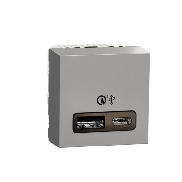 Prize si intrerupatoare - Priza USB tip A + C 2M 2.4A 18W Schneider Noua Unica aluminiu NU301930