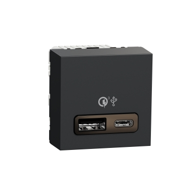 Prize si intrerupatoare - Priza USB tip A + C 2M 2.4A 18W Schneider Noua Unica antracit NU301954