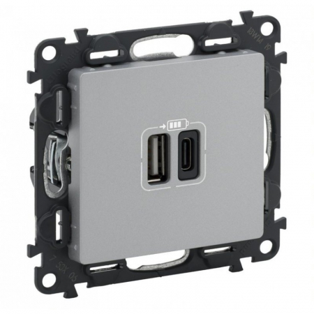 Legrand Valena Life - Priza USB tip A+C 3A 5V Legrand Valena Life aluminiu 753306