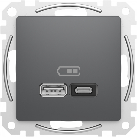 Schneider Sedna Design - Priza USB tip A+C 45W Schneider Sedna antracit SDD114404
