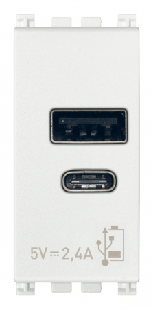 Vimar Arke - Priza USB tip A+C 5V 2,4A 1M Vimar Arke alb 19292.AC.B