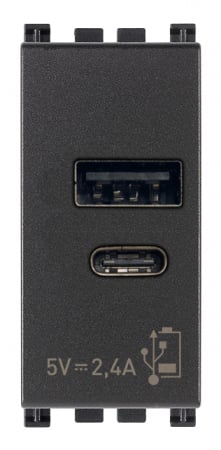 Prize Arke - Priza USB tip A+C 5V 2,4A 1M Vimar Arke gri antracit 19292.AC