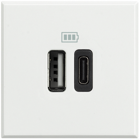 Bticino Axolute - Priza USB tip A+C dubla 5V 3000mA Axolute Bticino 2M alb HD4287C2
