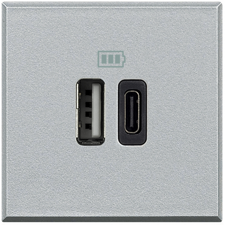 Prize si intrerupatoare - Priza USB tip A+C dubla 5V 3000mA Axolute Bticino 2M aluminiu HC4287C2