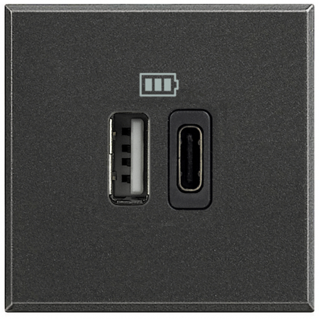 Prize si intrerupatoare - Priza USB tip A+C dubla 5V 3000mA Axolute Bticino 2M antracit HS4287C2