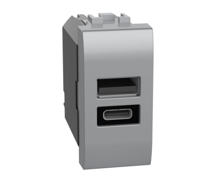 Prize Living Light - Priza USB tip A+C PD 1M 20W Living Light Bticino aluminiu NT4192AC