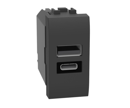 Prize Living Light - Priza USB tip A+C PD 1M 20W Living Light Bticino antracit L4192AC