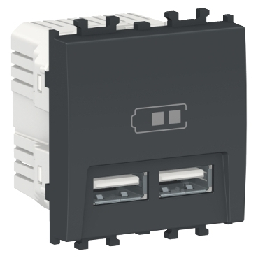 Prize si intrerupatoare - Priza USB tip A dubla 2M 5V Schneider Easy Styl negru LMR9910003