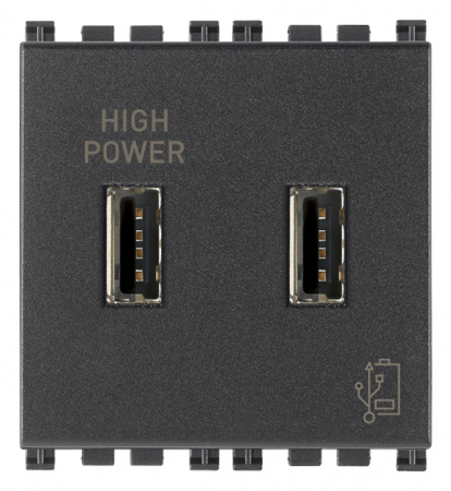 Prize Arke - Priza USB tip A dubla 5V 2,1A 2M Vimar Arke gri antracit 19295