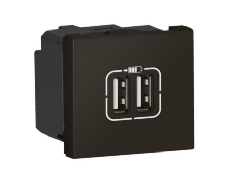Prize si intrerupatoare - Priza USB tip A dubla 5V 2M Legrand Mosaic  negru mat 079194L