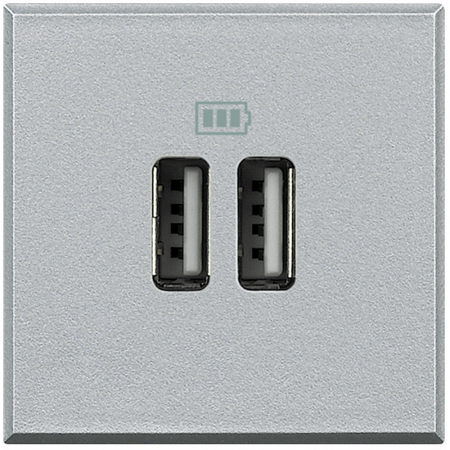 Prize si intrerupatoare - Priza USB tip A dubla 5V 3000mA Axolute Bticino 2M aluminiu HC4285C2