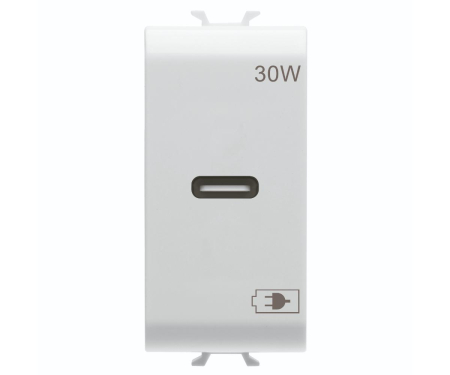 Prize si intrerupatoare - Priza USB tip C 1M PD 30W Gewiss Chorus alb GW10415