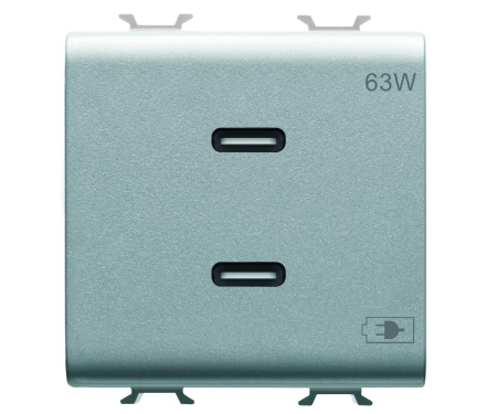 Prize si intrerupatoare - Priza USB tip C dubla 2M PD 63W Gewiss Chorus titan GW14417