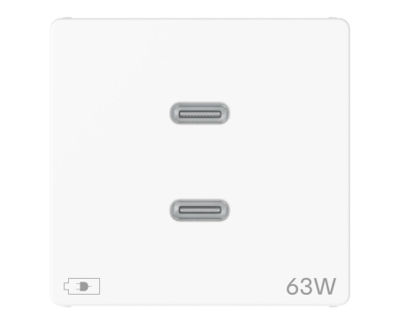 Gewiss System Pura - Priza USB tip C dubla 2M PD 63W Gewiss System Pura alb lucios GWC20365