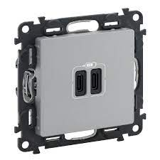 Legrand Valena Life - Priza USB tip C dubla 5V 15W Legrand Valena Life aluminiu 753307