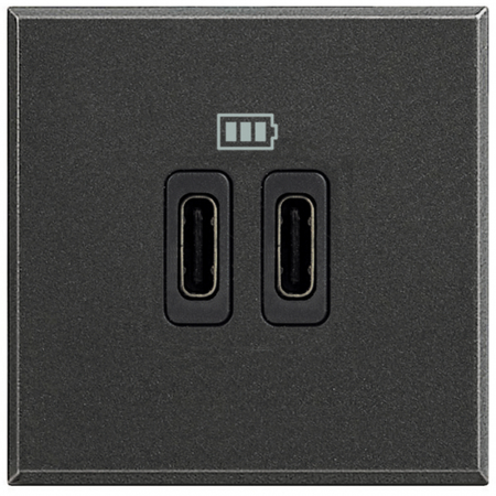 Prize si intrerupatoare - Priza USB tip C dubla 5V 3000mA Axolute Bticino 2M antracit HS4286C2