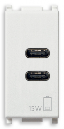 Prize Plana - Priza USB tip C dubla 5V 3A 1M Vimar Plana alb 14292.CC