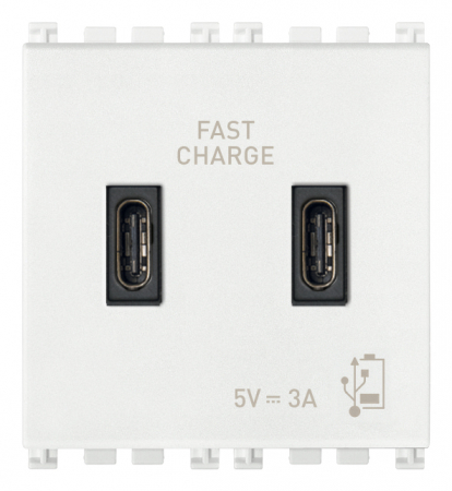 Prize Arke - Priza USB tip C dubla 5V 3A 2M Vimar Arke alb 19295.CC.B