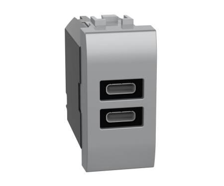 Prize Living Light - Priza USB tip C dubla PD 1M 20W Living Light Bticino aluminiu NT4192CC
