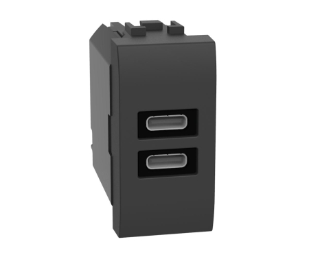Prize Living Light - Priza USB tip C dubla PD 1M 20W Living Light Bticino antracit L4192CC