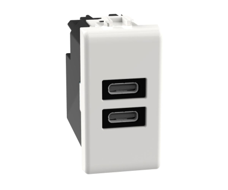 Prize Matix - Priza USB tip C dubla PD 1M 20W Matix Bticino alb AM4192CC
