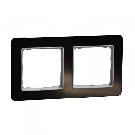 Prize si intrerupatoare - Rama Ornament 2 posturi Schneider Sedna sticla neagra SDD361802